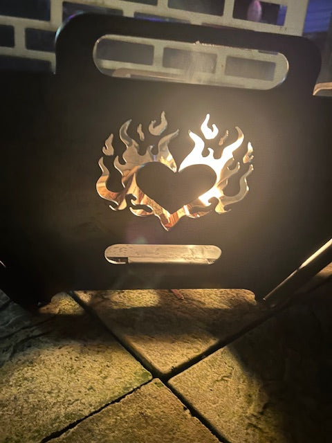 Inferno Fire pit with Design - Burning Passion Heart