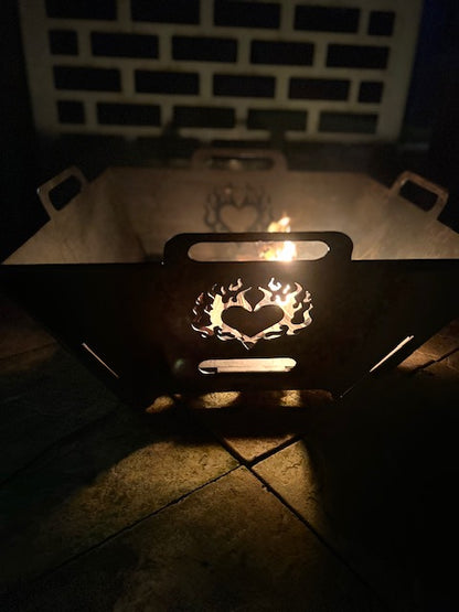 Inferno Fire pit with Design - Burning Passion Heart